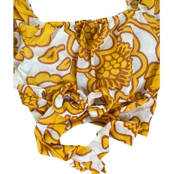 PEACH golden yellow top back waist tie closure - Picture 2 of 4